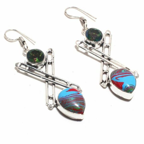 Calsilica and Topaz Earrings