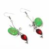 Silver Copper Turquoise and Garnet Earrings