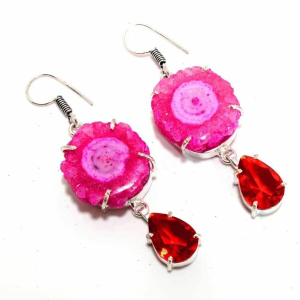 Druzy and Garnet Earrings