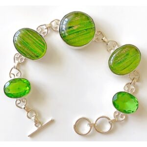 Dichroic Glass Sterling Silver Bracelet