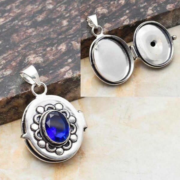 Pendant with Secret Space - Sterling Silver and Blue Topaz