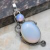 Pendant - Sterling Silver with Opalite and Fire Opal Stones