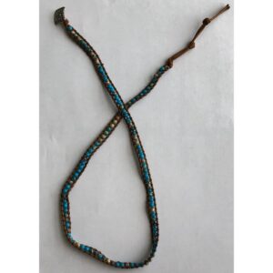 Stone leather – long wrap blue bracelet
