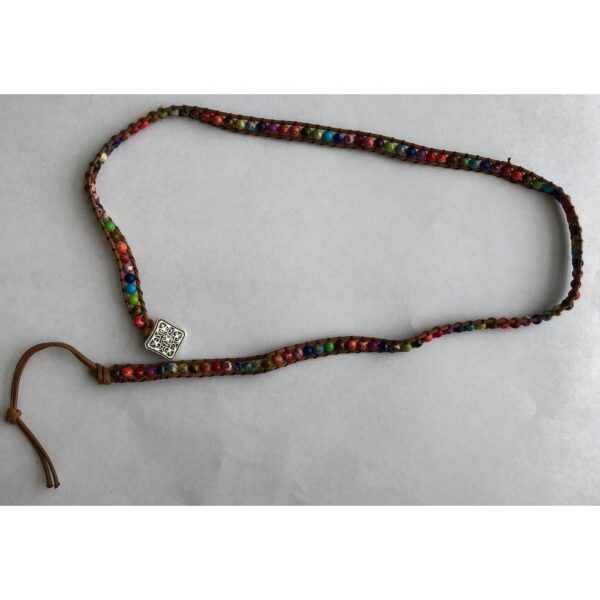 Stone leather - long wrap colorful bracelet
