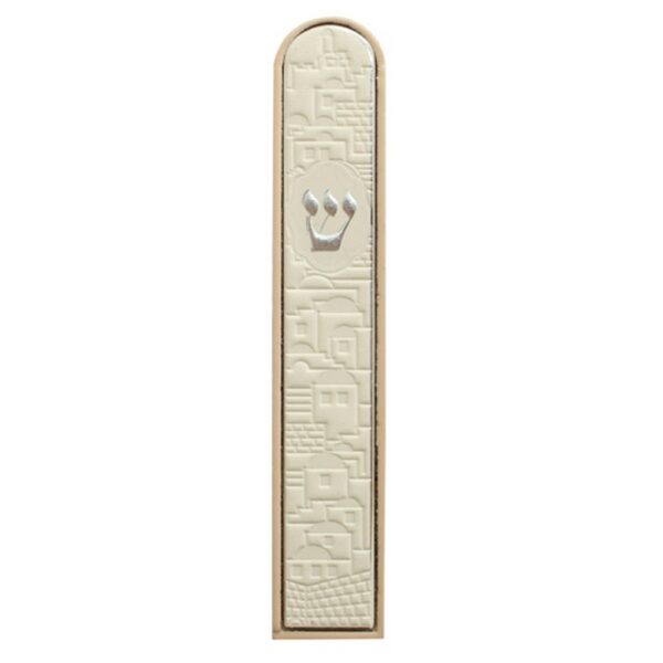 Beige Round Mezuzah