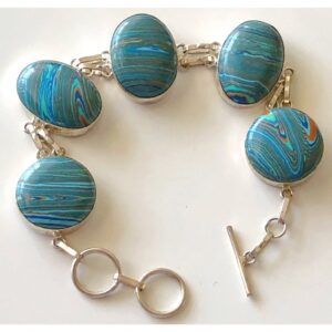 Rainbow Calsilica Sterling Silver Bracelet