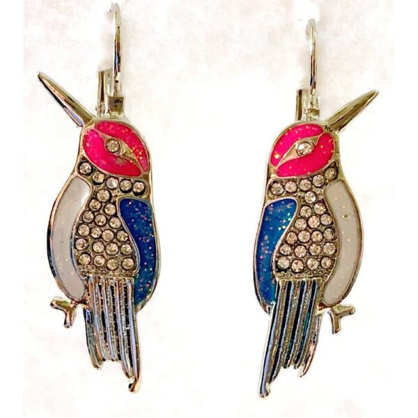 Enameled Bird Earrings