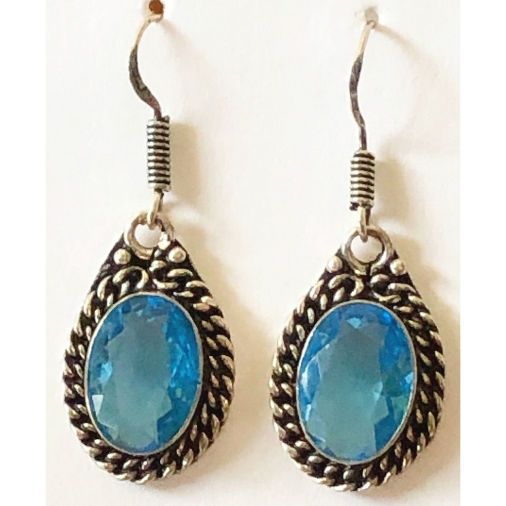 Earrings – Sterling Silver with Blue Topaz