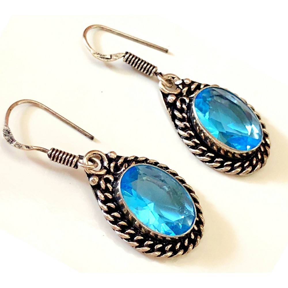 Earrings – Sterling Silver with Blue Topaz