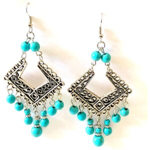 Silver Plated Turquoise Earrings