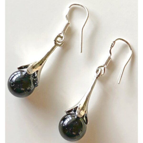 Sterling Silver Black Onyx Flower Earrings