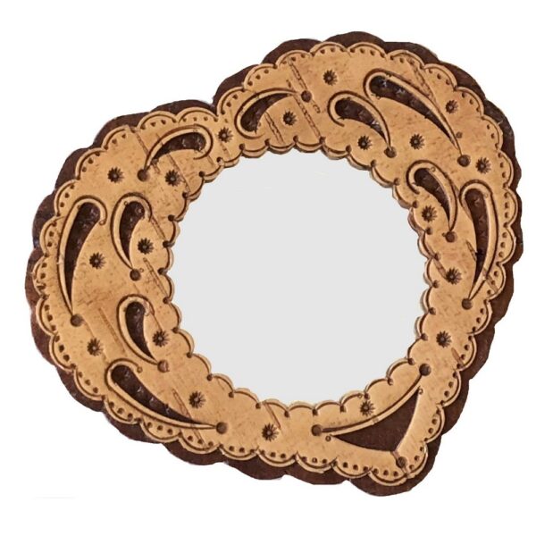 Birch Bark Decorated Heart Shaped Mirror