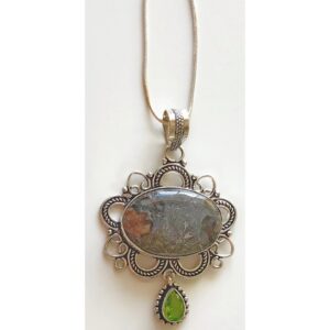 Pendant – Sterling Silver with Jasper and Peridot Stones