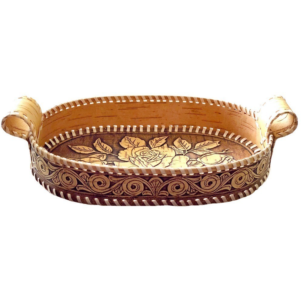 Birch Bark Decorative Plate - Blooming Rose