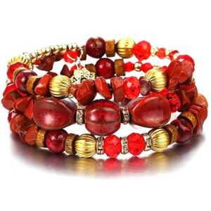 Multi layer Red Agate Crystals Bracelet