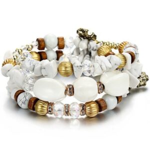 Multi layer White Agate Crystals Bracelet