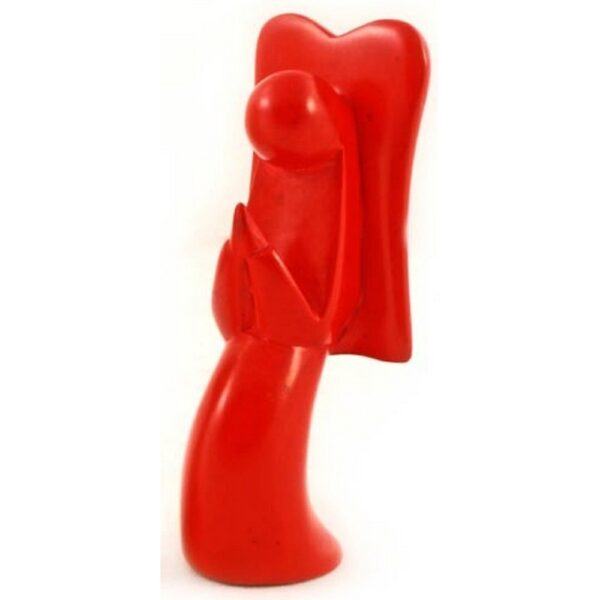 Red Soapstone Angel Sculpture
