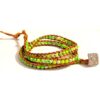 Stone leather – long wrap green bracelet