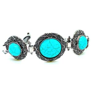 Turquoise Stones Silver Plated Bracelet