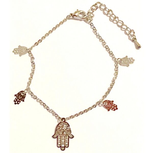 Rhodium Bracelet- Filigree Hamsa