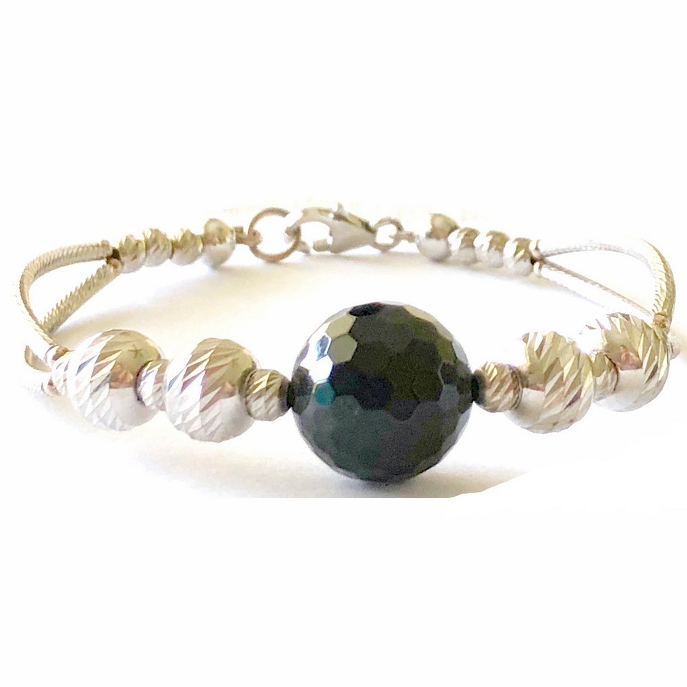 Sterling Silver Bracelet with Black Onyx
