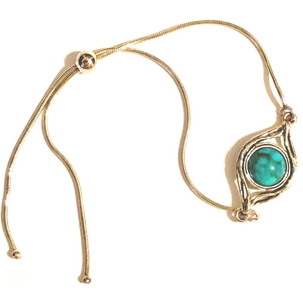 Sterling Silver Bracelet with Turquoise Central Stone