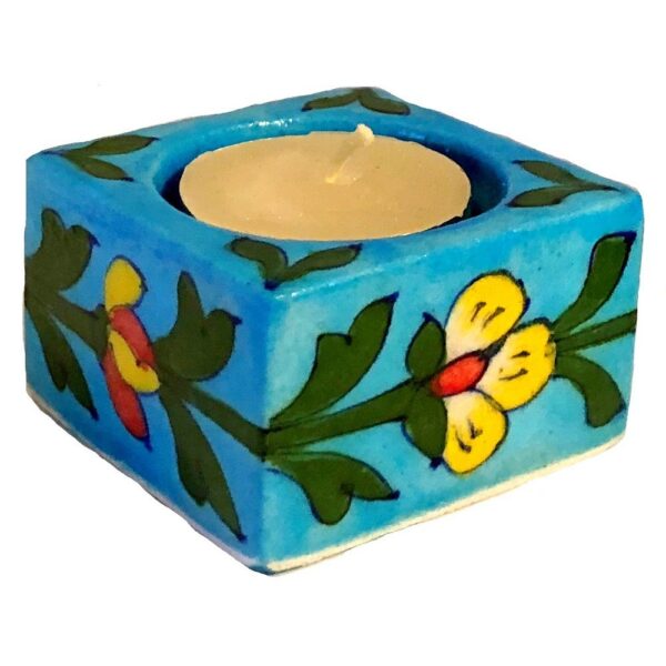 Blue Pottery Tea Light Holder