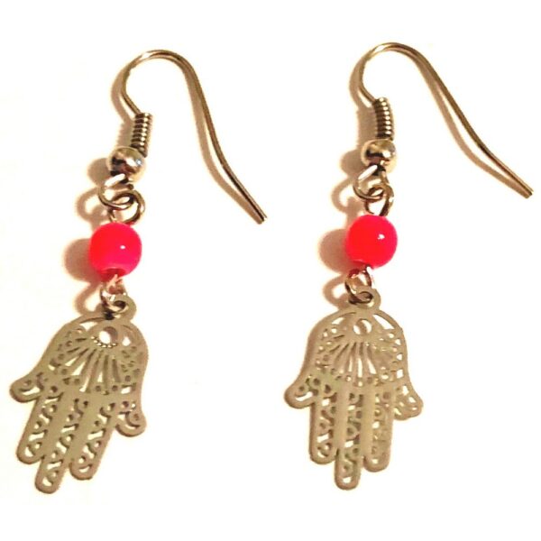 Rhodium Earrings- Hamsa