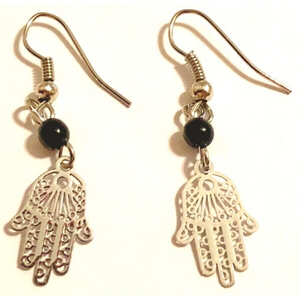 Rhodium Earrings- Hamsa