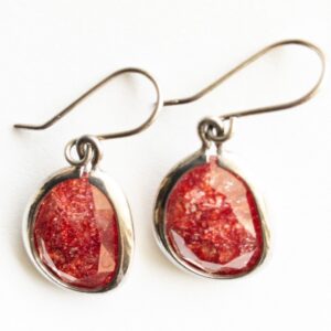 Sterling Silver Red Ice Stone Earrings