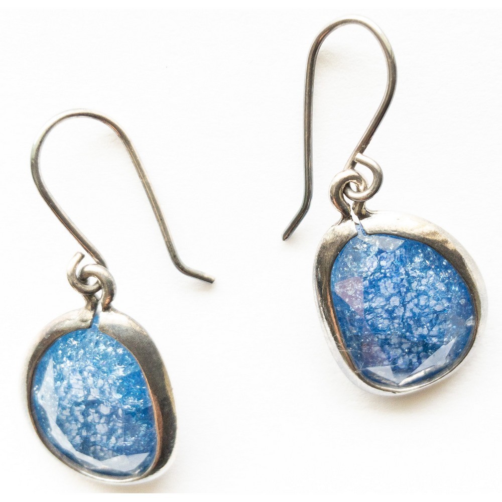 Sterling Silver Blue Ice Stone Earrings