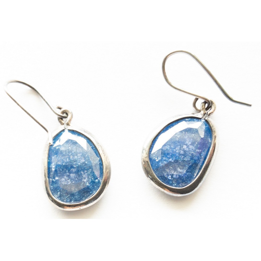 Sterling Silver Blue Ice Stone Earrings