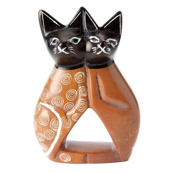 Soapstone Cuddling Cat Sculpture