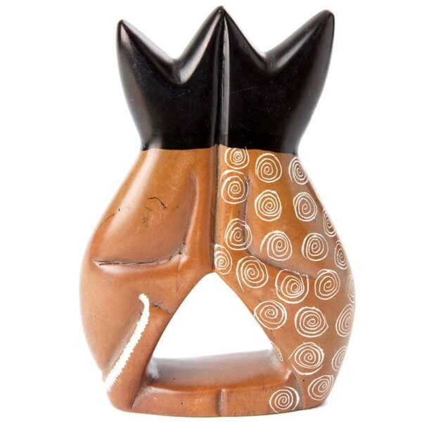 Soapstone Cuddling Cat Sculpture
