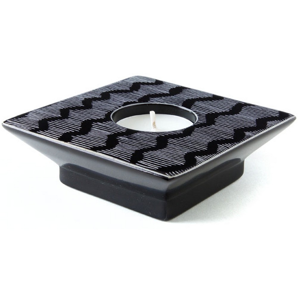 Soapstone Candle Holder - Black Lines