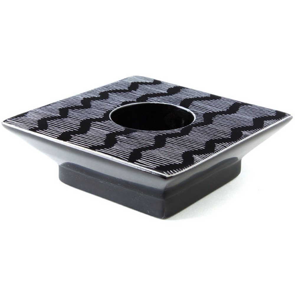 Soapstone Candle Holder - Black Lines