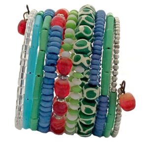 10 Turn Glass and Ceramic Beads Bracelet