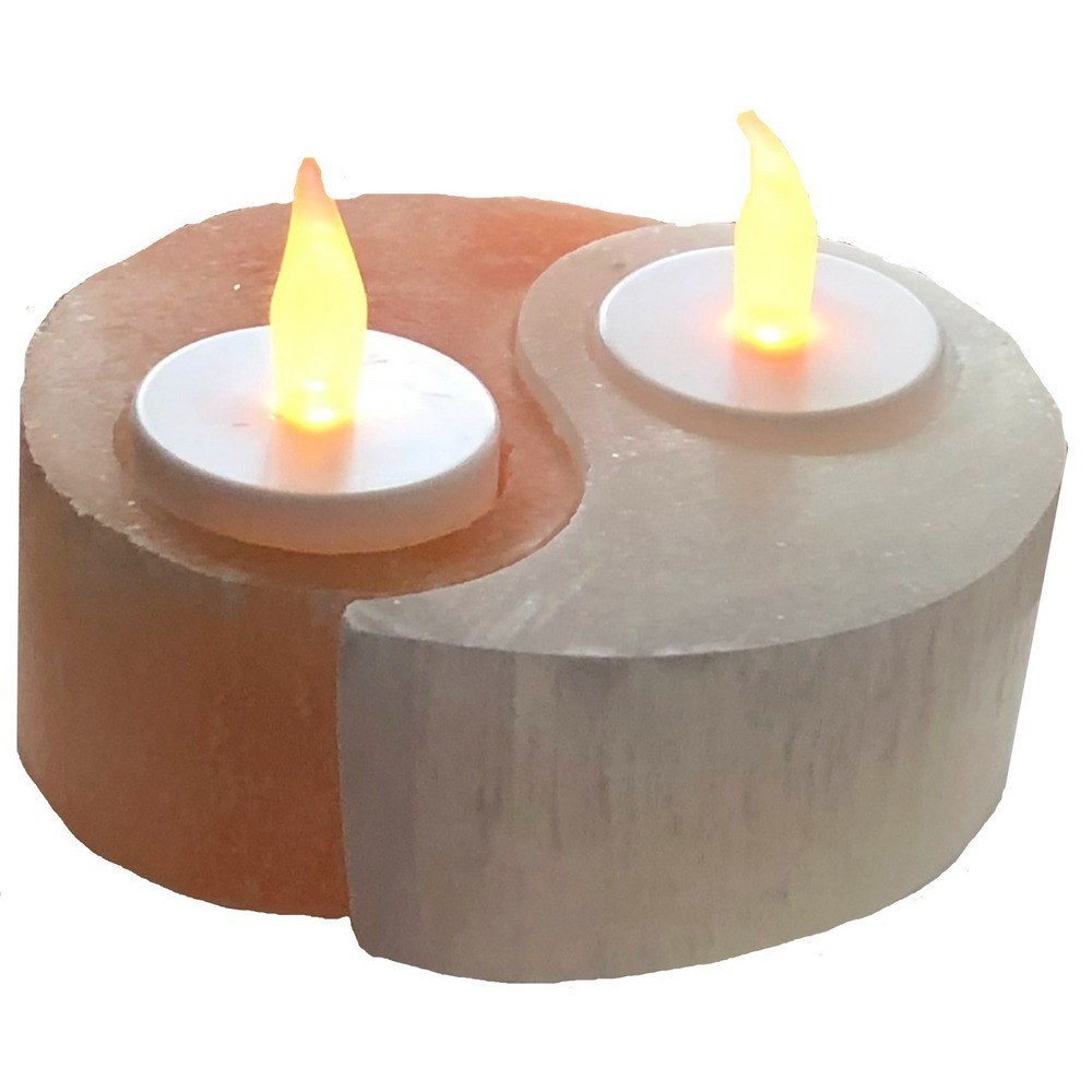 Yin Yang Selenite Tea Light Holder