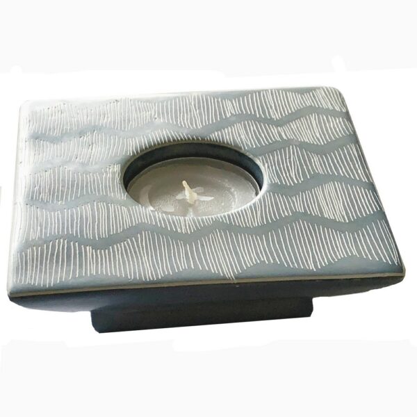 Soapstone Candle Holder - Blue Lines