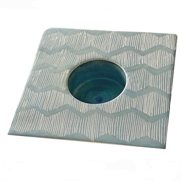Soapstone Candle Holder - Blue Lines
