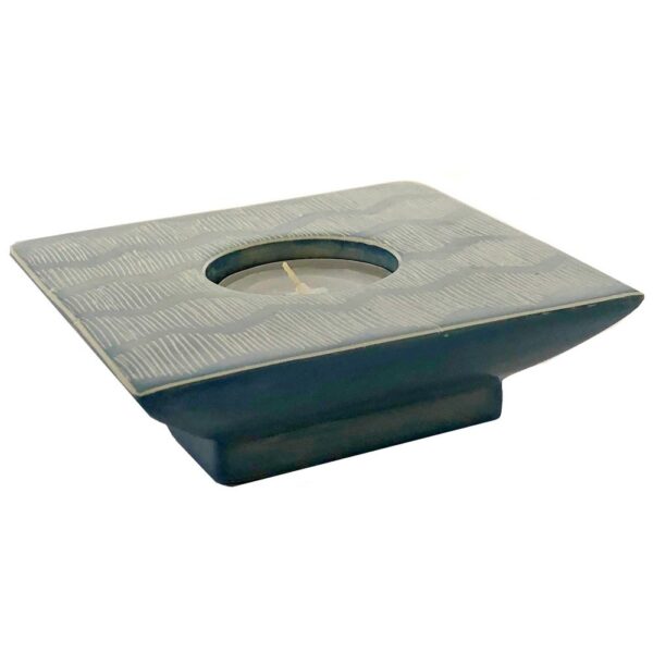 Soapstone Candle Holder - Blue Lines