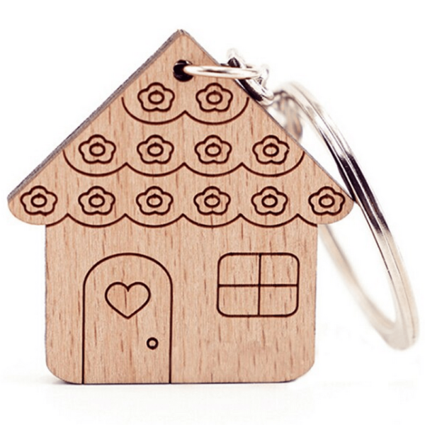 "House" Wooden Key Chain