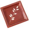 Decorative Square Soapstone Plates - Orange Bamboo Design