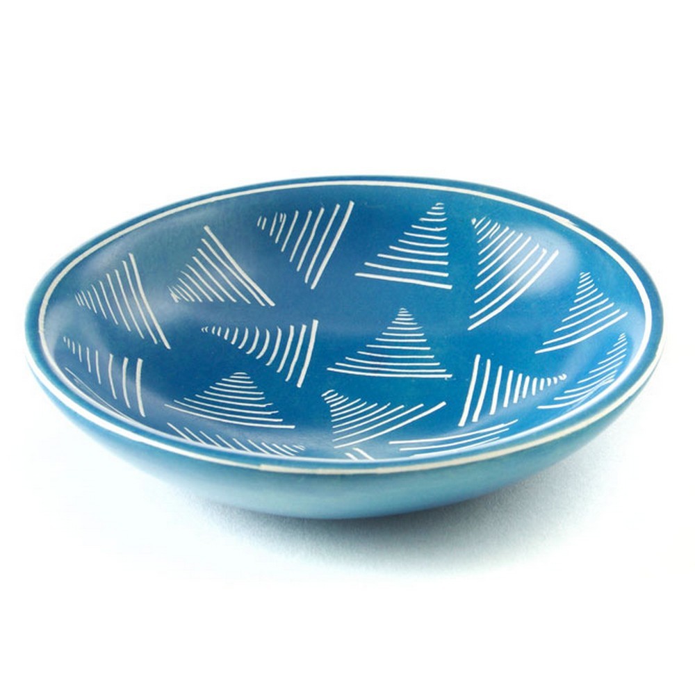 Decorative Round Soapstone Plates Palmy Bird