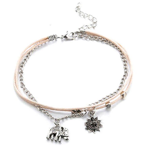 Silver Color Anklet with Elephant