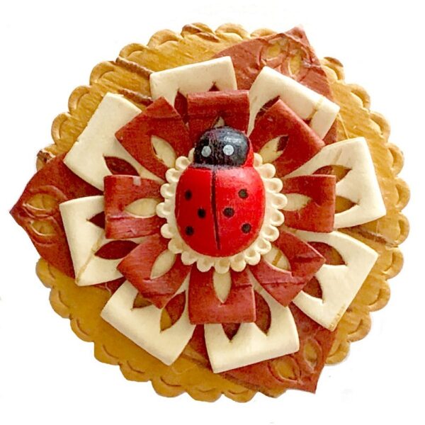 Birch Bark Ladybug Brooch