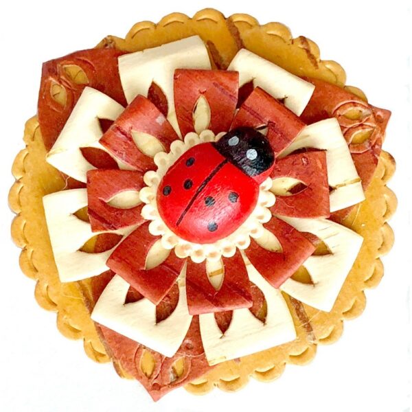 Birch Bark Ladybug Brooch