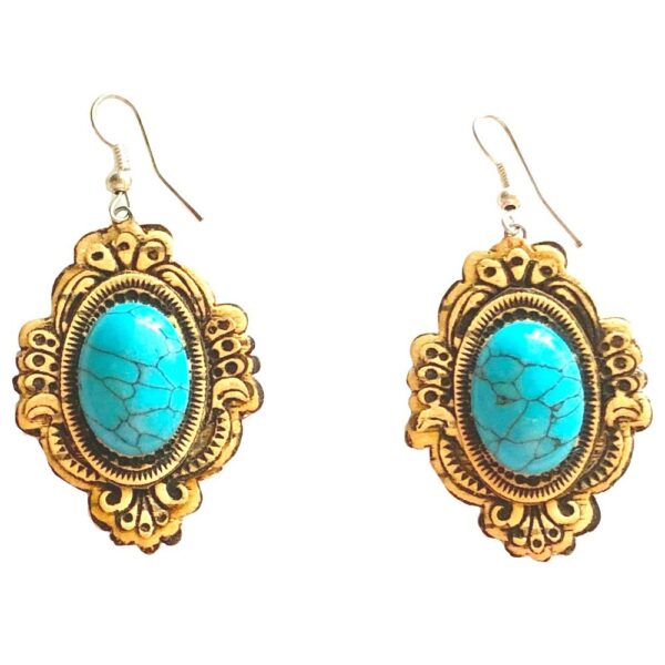 Earrings – Birch Bark with Turquoise