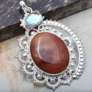 Pendant – Sterling Silver with Botswana Agate and Topaz