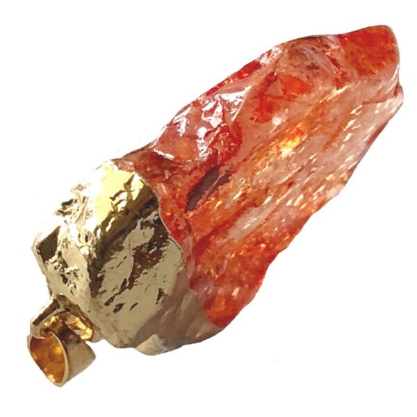 Pendant - Rock Crystal - Carnelian in Gold